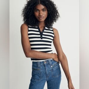 NWT Madewell Owen Polo Sweater Tank in Stripe